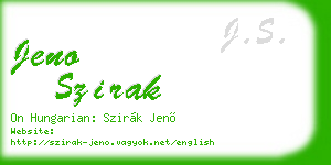 jeno szirak business card