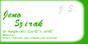 jeno szirak business card